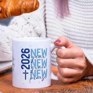 Taza De Café Cruz de Escritura personalizada del Año Nuevo Cris