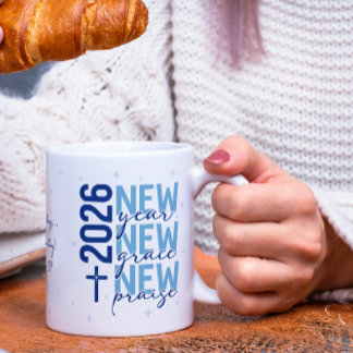Taza De Café Cruz de Escritura personalizada del Año Nuevo Cris