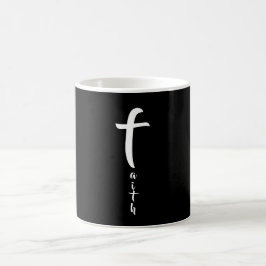 Taza De Café Cruz de fe tipografía en blanco y negro simple