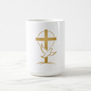 Taza De Café Cruz de la Fe Ortodoxa y Paloma