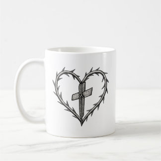Taza De Café Cruz de la fe y cristiano del corazón del moreno