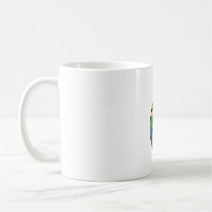 Taza De Café Cruz de llama arcoíris vintage diseño vectorial cr
