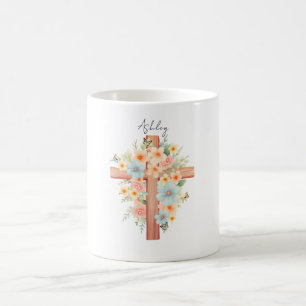 Taza De Café Cruz de Pascua Personalizada Acuarela