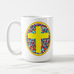 Taza De Café Cruz de vidrio manchado (con url web)