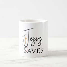 Taza De Café Cruz del Corazón de Jesús Salva Cristiano