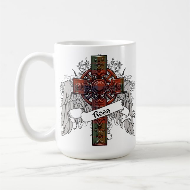 Taza De Café Cruz del tartán de Ross (Izquierda)