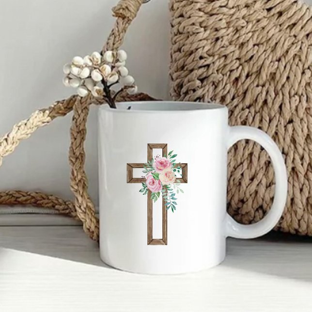Taza De Café Cruz Floral Bautismo (Subido por el creador)