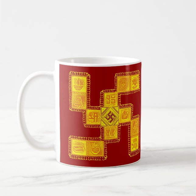 Taza De Café Cruz gamada tradicional india (Izquierda)