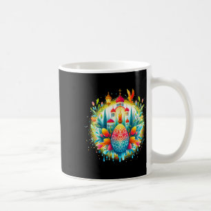 Taza De Café Cruz Ortodoxa Bizantina Rusa Que Se Levanta
