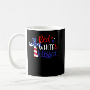Taza De Café Cruz Roja Blanca Bendecida Americana Jesús Cristia