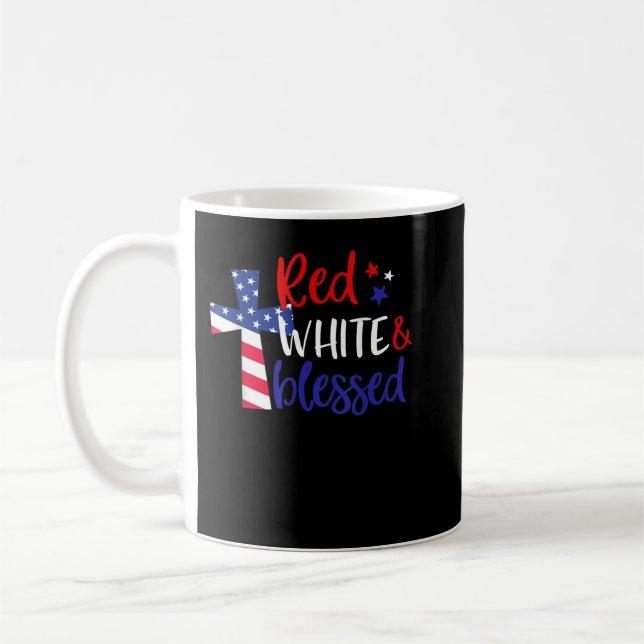Taza De Café Cruz Roja Blanca Bendecida Americana Jesús Cristia (Izquierda)