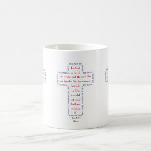 Taza De Café Cruz Roja, Blanca y Azul Juan 3:16