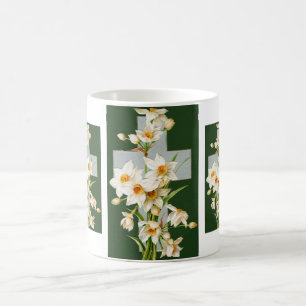 Taza De Café Cruz Santa y flores