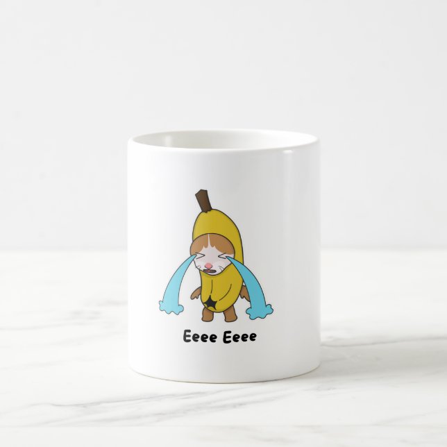 Taza De Café Cry Banana Sad Crying Cat Meme Eee Eee (Centro)
