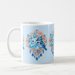 Taza De Café Crystal Blue Bunny and Blue Jay Heart