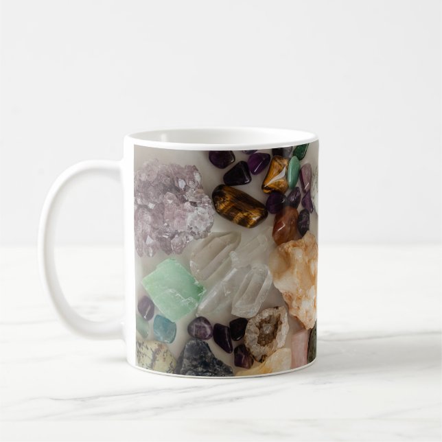 TAZA DE CAFÉ CRYSTALS GEM STONES QUARTZ DISEÑO MUG CLÁSICO (Izquierda)