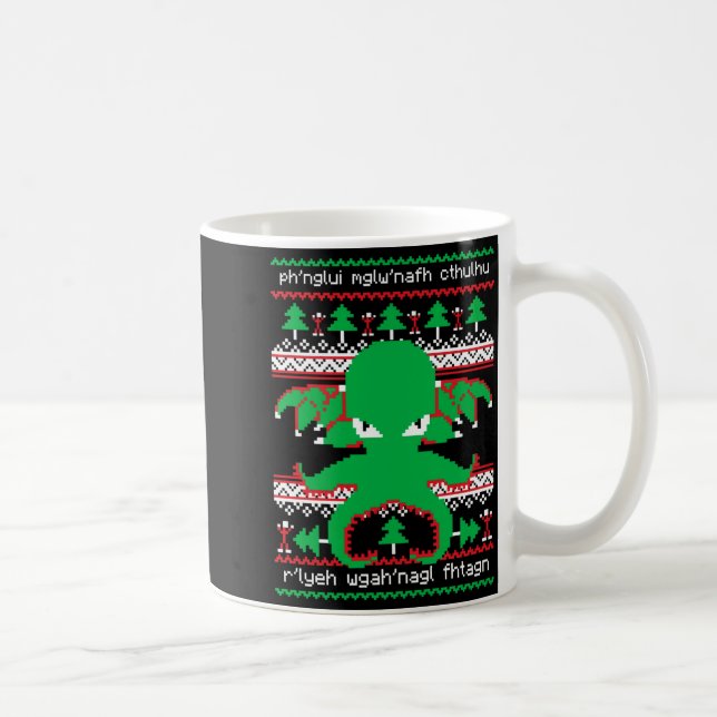 Taza De Café Cthulhu Cultist Christmas Cthulhu Ugly Christmas S (Derecha)