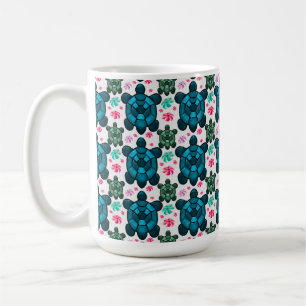 Taza De Café Cuaderno de Patrón Continuo de Tortuga Adorable y
