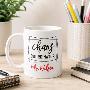 Taza De Café Cuaderno del Coordinador del Caos – Frase divertid