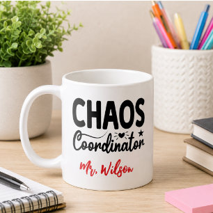 Taza De Café Cuaderno del Coordinador del Caos – Frase divertid