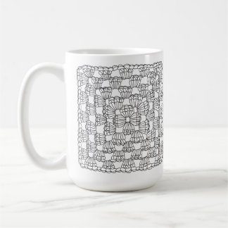 Taza de café Cuadrada de Granny de ganchillo blanc