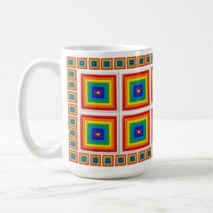 Taza De Café Cuadrado de Arcoíris Geométrico Audaz