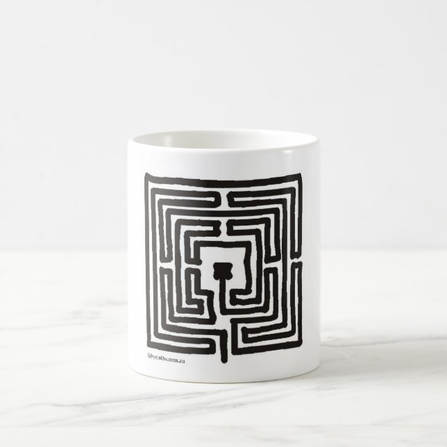 Taza De Café cuadrado del laberinto 7 (Centro)