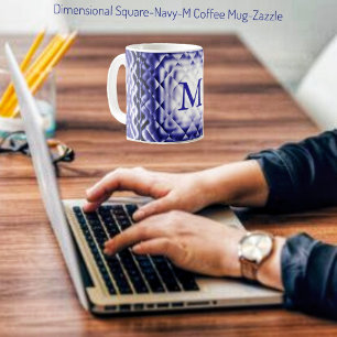 Taza De Café Cuadrado dimensional-Navy-M