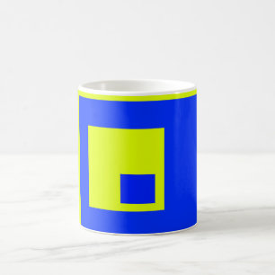 Taza De Café Cuadrados amarillo y azul