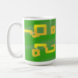 Taza De Café Cuadrados Amarillos Personalizado Cuadros Verde