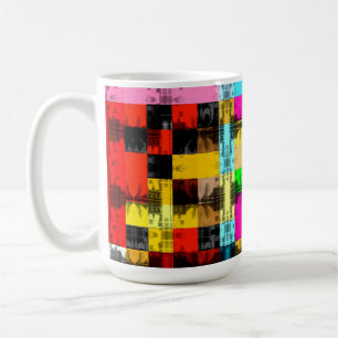 Taza De Café Cuadrados Arte abstracto geométrico colorido