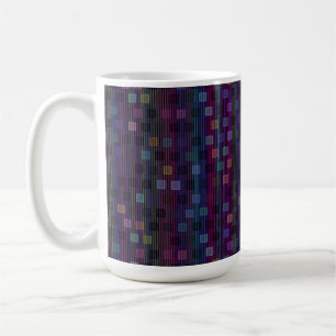 Taza De Café Cuadrados azules, verdes, morados y rosas con raya