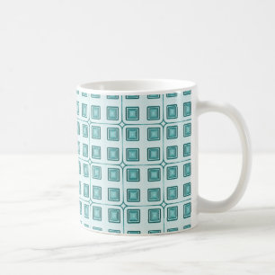 Taza De Café Cuadrados de caracteres retro Mug, Verde azulado