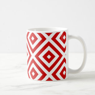 Taza De Café Cuadrados de la Abuela Rojos y Blancos