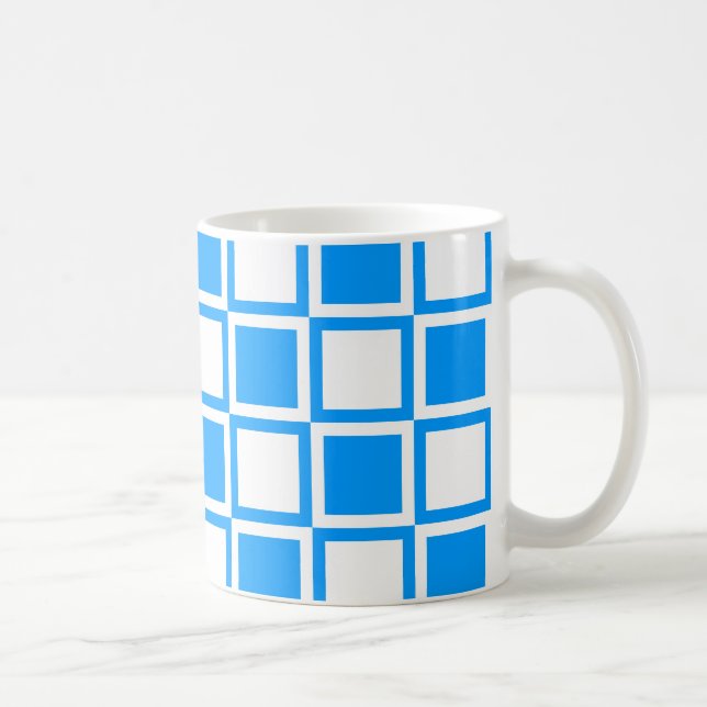 Taza De Café Cuadrados de mod negrita azul claro (Derecha)