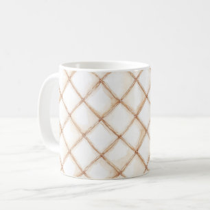 Taza De Café Cuadrados de rayas de crema de oro blanco  