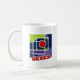 Taza De Café Cuadrados de rebeldes verdes y púrpura con hexácul