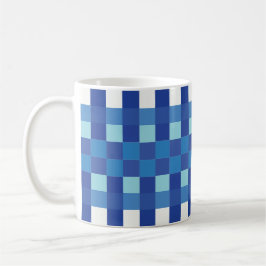 Taza De Café Cuadrados de tablero de cheques azul