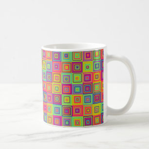 Taza De Café Cuadrados geométricos coloridos