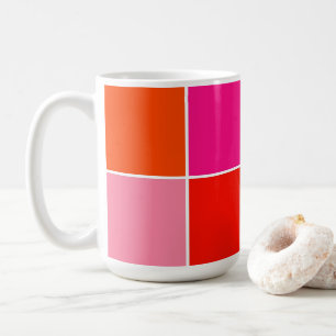 Taza De Café Cuadrados rosa y Naranja