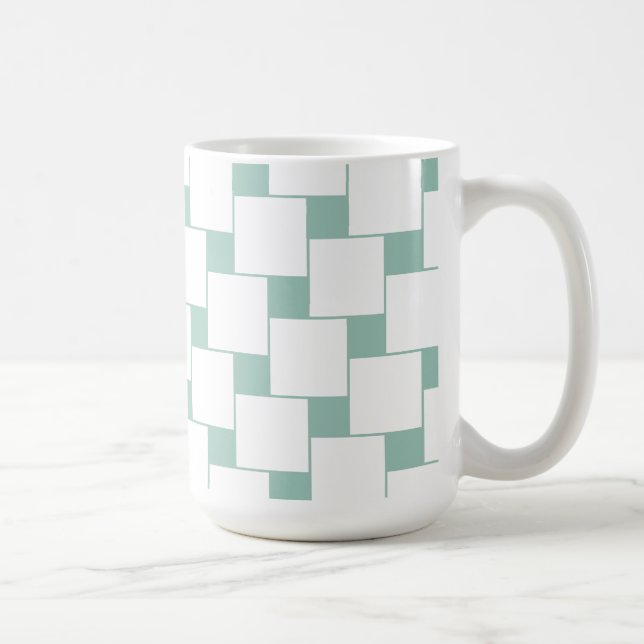 Taza De Café Cuadrados trenzados divertidos Mint Green (Derecha)