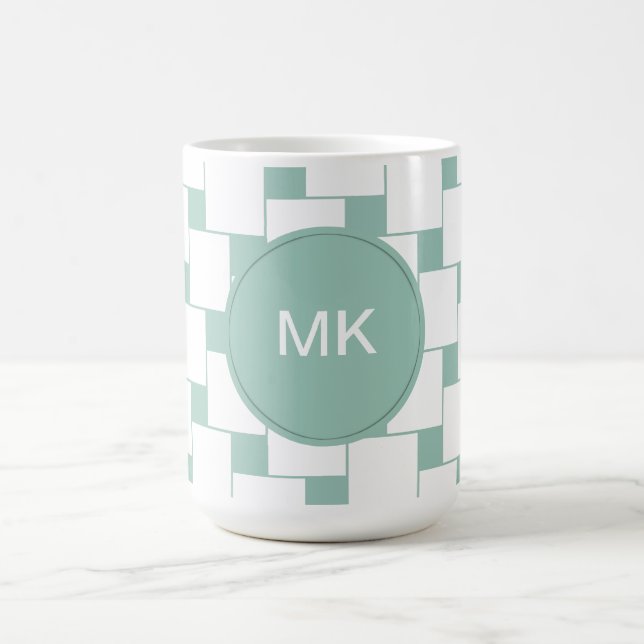 Taza De Café Cuadrados trenzados divertidos Mint Green (Centro)