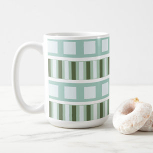 Taza De Café Cuadrados Verde Turquesa Rayas Geométrico