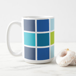 Taza De Café Cuadrados Verdes Azules a Cuadros