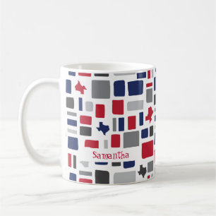 Taza De Café Cuadrados y Rectángulos de Texas Red & Blue Wonky