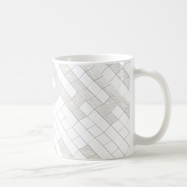 Taza De Café cuadrados zigzag en gris... (Derecha)