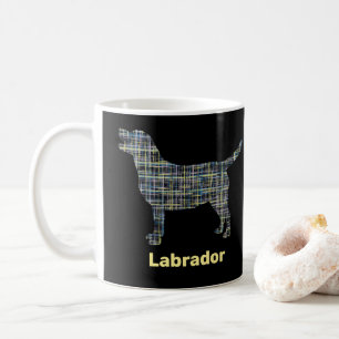 Taza De Café Cuadrícula amarilla y azul de Labrador Retriever D