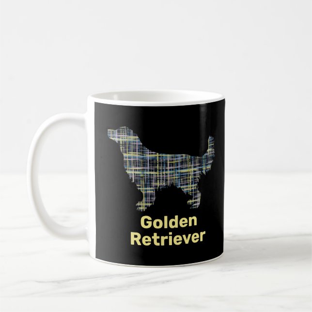 Taza De Café Cuadrícula amarilla y negra de Golden Retriever (Izquierda)