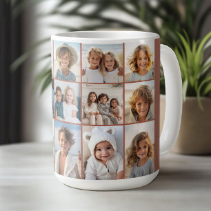 Taza De Café Cuadrícula de 15 Collages de fotos - terracota