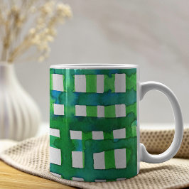 Taza De Café Cuadrícula de acuarela - verde